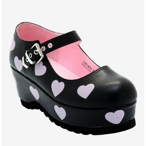 Pink Heart Platform Mary Janes